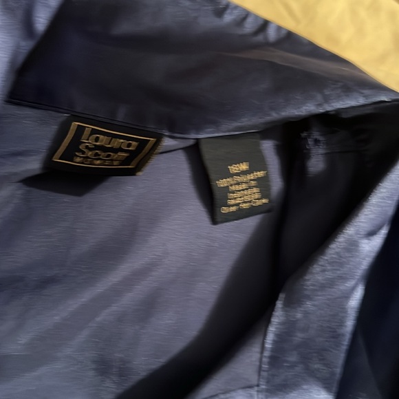 Laura Scott blue satin Button Up Long Sleeve Blouse,, Size 18 - Picture 2 of 5